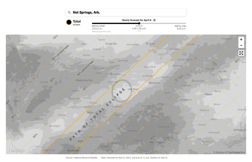 interactive eclipse map, New York Times